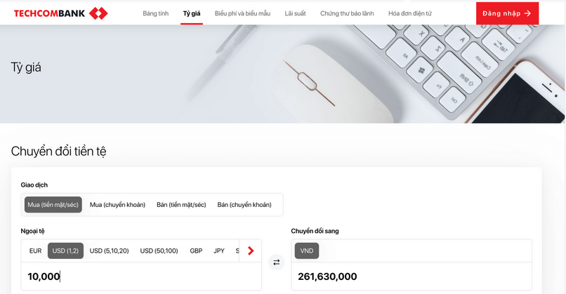 Truy cập website chính thức của các ngân hàng để cập nhật tỷ giá mới và chính xác nhất.