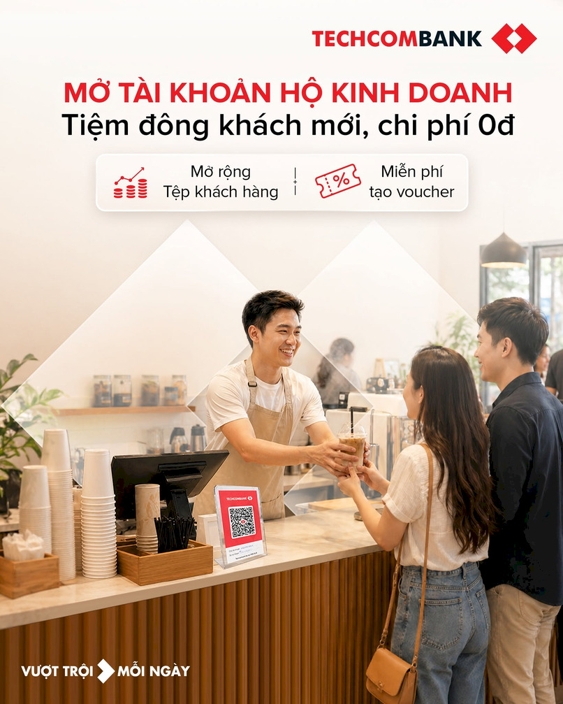 Mở Tài khoản Hộ kinh doanh Techcombank để nhận nhiều ưu đãi 0 phí ngay hôm nay.