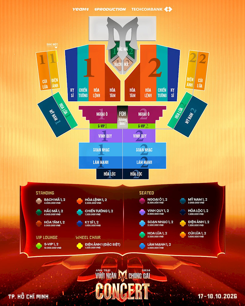 Sơ đồ chỗ ngồi concert Anh Trai Vượt Ngàn Chông Gai