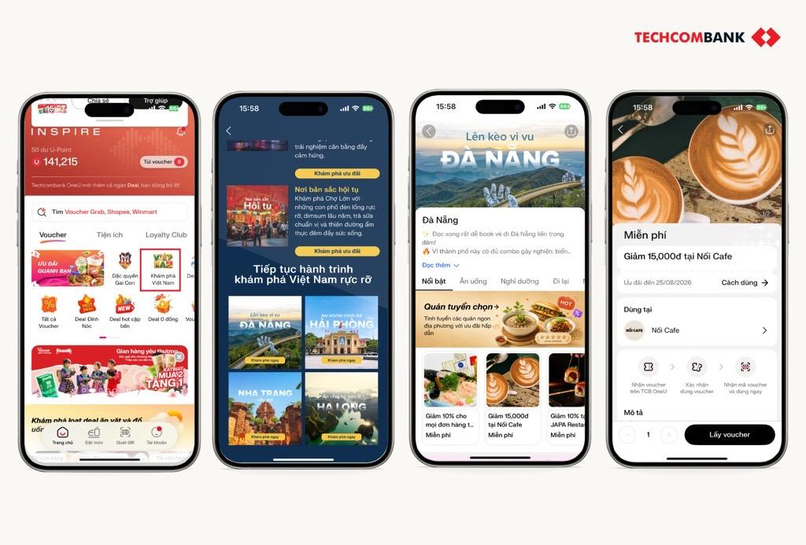 Hướng dẫn cách săn deal Khám phá Việt Nam rực rỡ từ app Techcombank OneU.