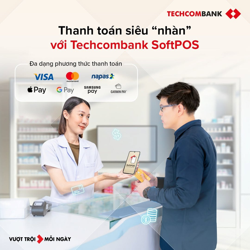 SoftPOS giúp nhận thanh toán nhanh chóng, tích hợp tiện lợi trên T Shop. 

