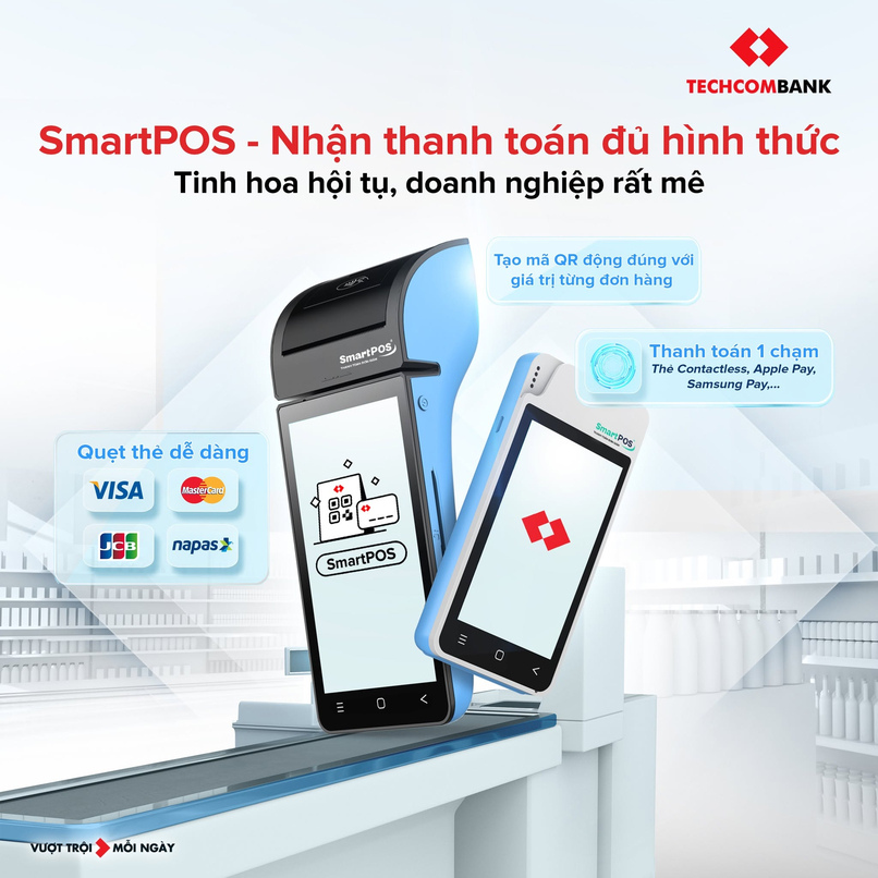 SmartPOS hỗ trợ nhận thanh toán từ đa dạng các hình thức khác nhau.