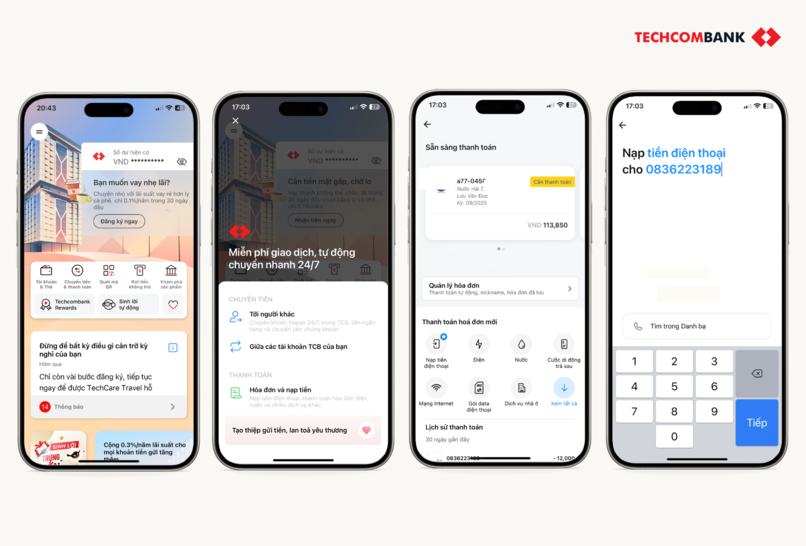 Bắn tiền điện thoại qua Mobile Banking.