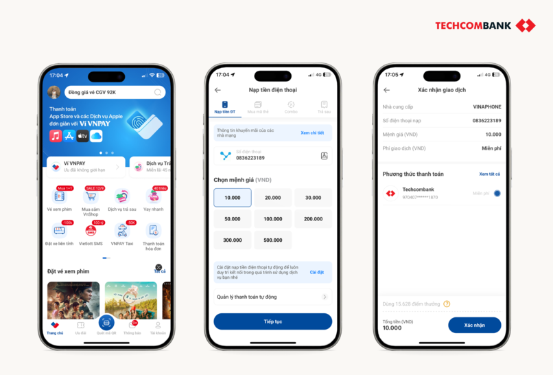 Ví dụ cách bắn tiền điện thoại trên ví điện tử VNPAY