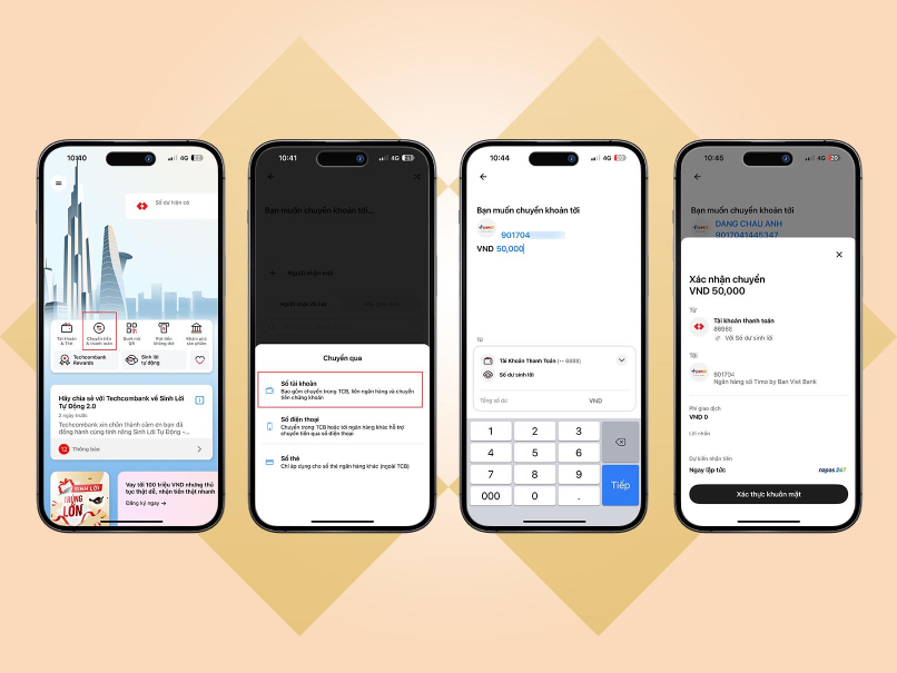 Cách chuyển tiền bằng số tài khoản.