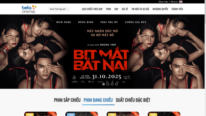Đặt vé xem phim trên website Beta Cinemas.
