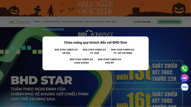 Đặt vé xem phim BHD dễ dàng trên website.