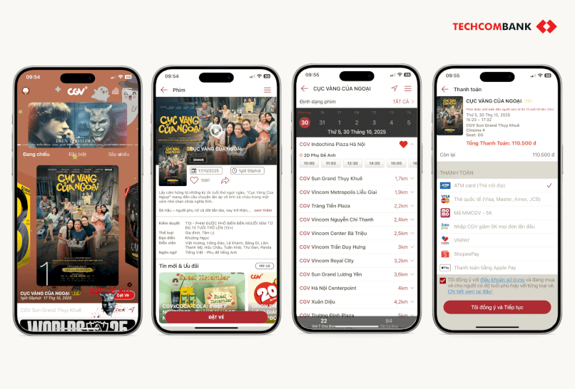 Mua vé trên app CGV.