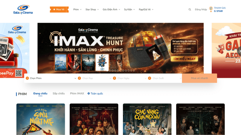 Website Galaxy Cinema Việt Nam.
