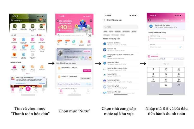 Cách đóng tiền nước bằng ứng dụng Ví MoMo.