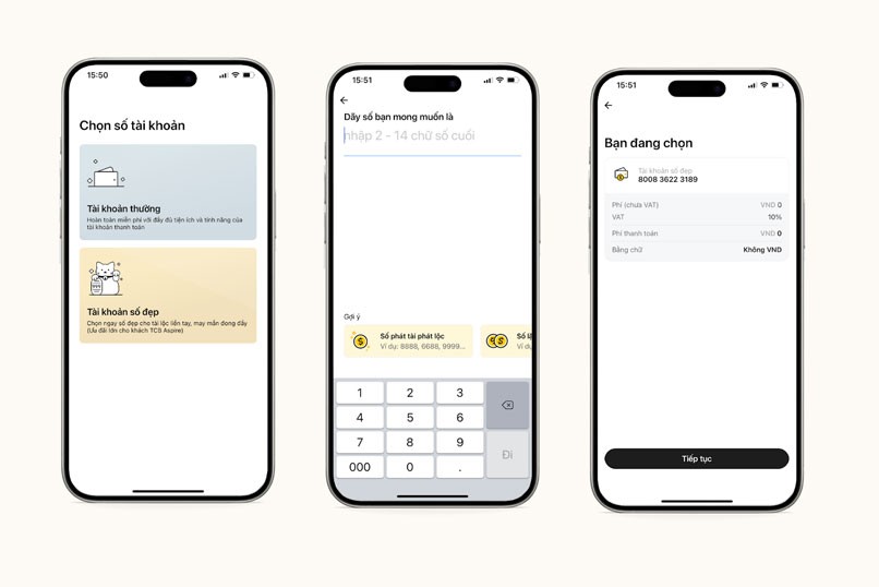 Bạn có thể lựa chọn tài khoản số thường hoặc tài khoản đẹp tùy vào mong muốn của mình.