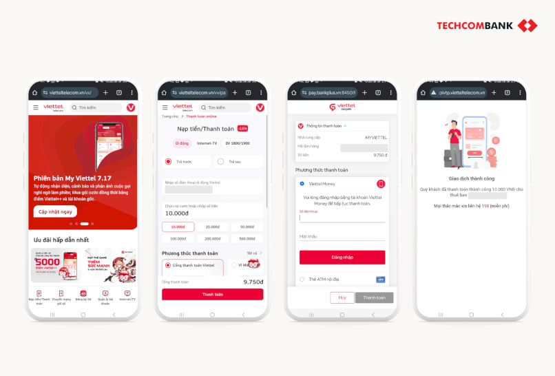 Cách nạp tiền điện thoại qua website Viettel Telecom.
