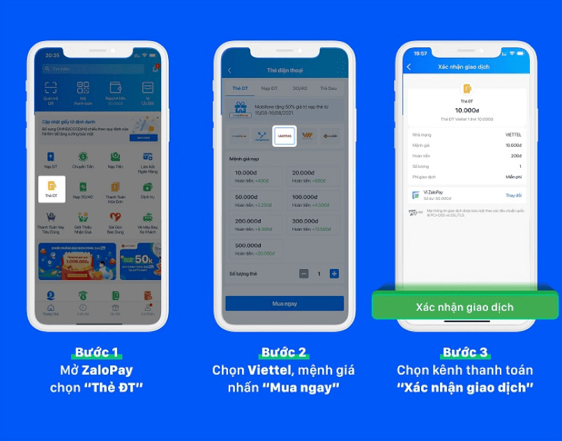 Hướng dẫn nạp thẻ Viettel qua ví điện tử Zalopay. 