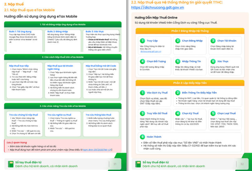 Hướng dẫn hộ kinh doanh nộp thuế điện tử.