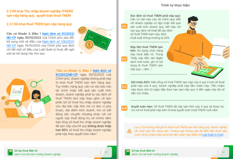 Kê khai Thu nhập doanh nghiệp (TNDN) tạm nộp hàng quý.