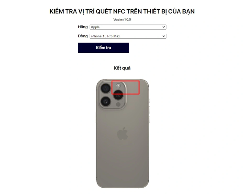Vị trí quét NFC trên iPhone.