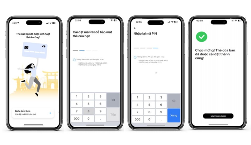 Thiết lập mã PIN chỉ với 4 bước làm trước khi sử dụng thẻ ghi nợ để giao dịch.