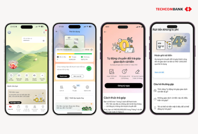 Hướng dẫn chuyển đổi trả góp giao dịch rút tiền trên Techcombank Mobile