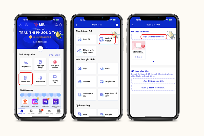 5 bước tạo mã QR Code miễn phí cho khách hàng cá nhân trên ngân hàng số MBBank