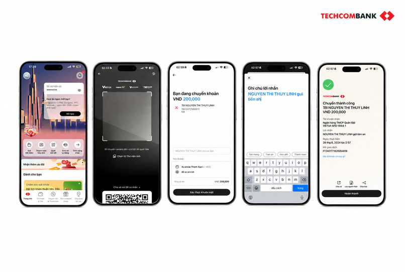 Các bước thanh toán qua mã QR trên Techcombank Mobile