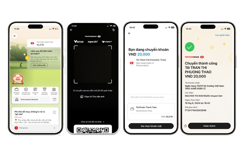 Các bước thanh toán qua mã QR trên Techcombank Mobile
