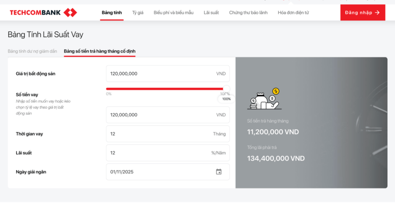 Công cụ tính lãi suất nhanh chóng, chính xác từ Techcombank.