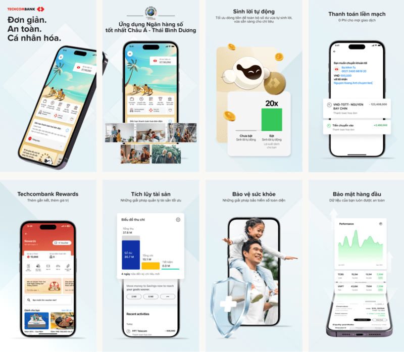 Mở tài khoản ngân hàng online với Techcombank Mobile.