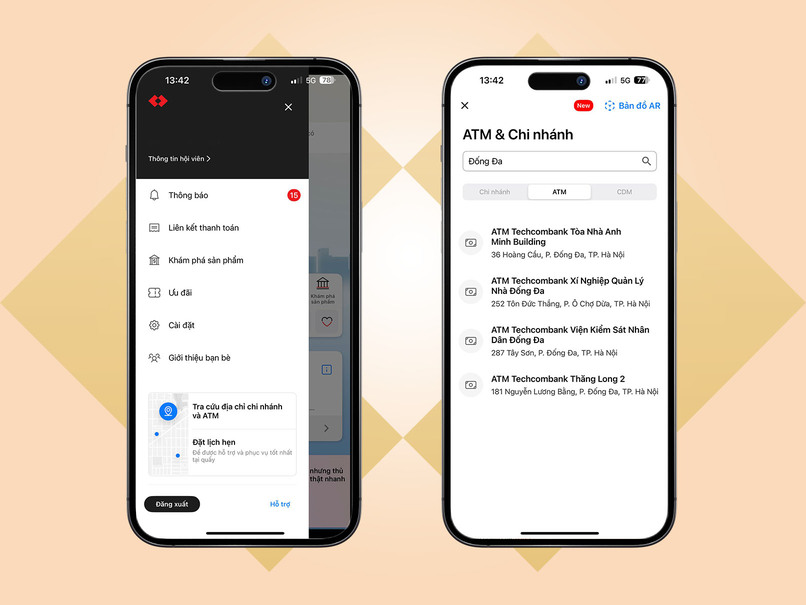 Hướng dẫn tìm cây ATM gần nhất bằng trình duyệt web.