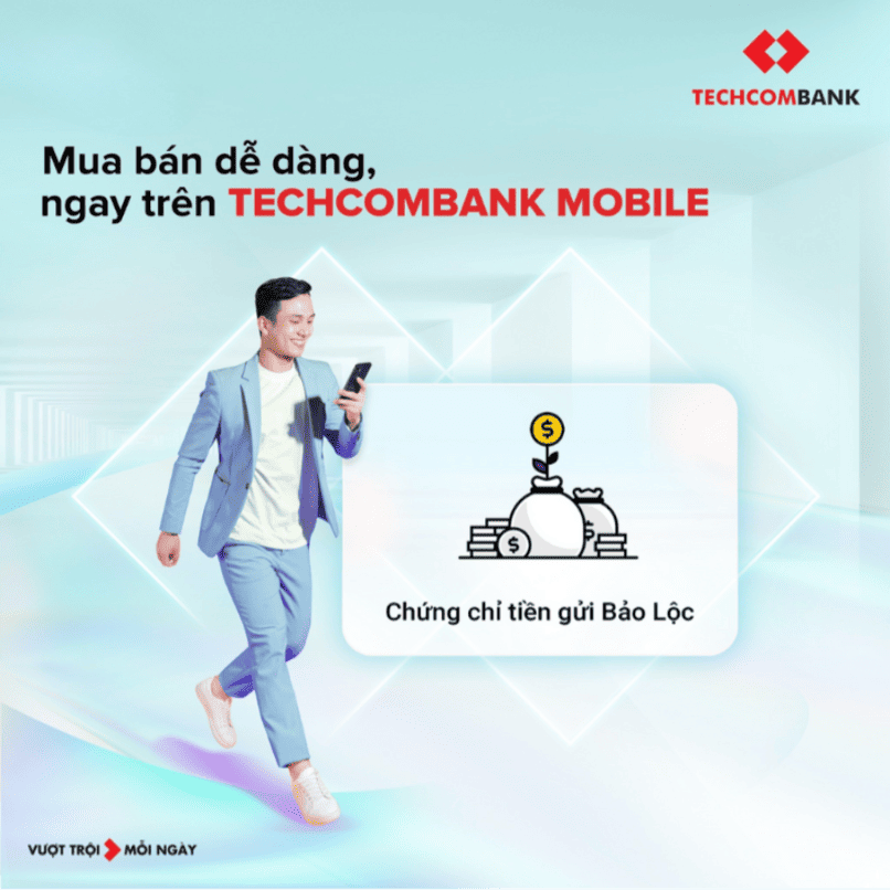 Mua bán Chứng chỉ tiền gửi Bảo Lộc dễ dàng trên Techcombank Mobile.