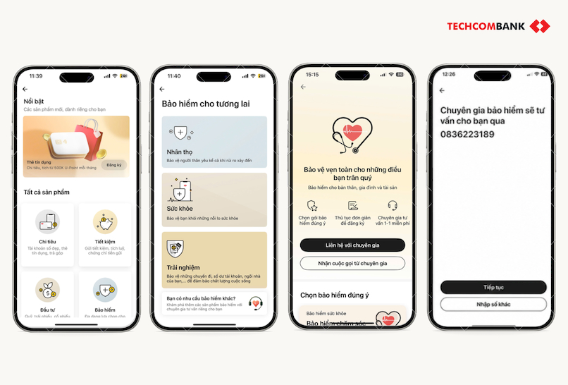 Liên hệ với chuyên gia bảo hiểm qua Techcombank Mobile.