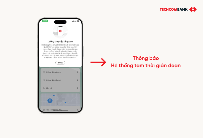 Thông báo hệ thống tạm thời bị gián đoạn.