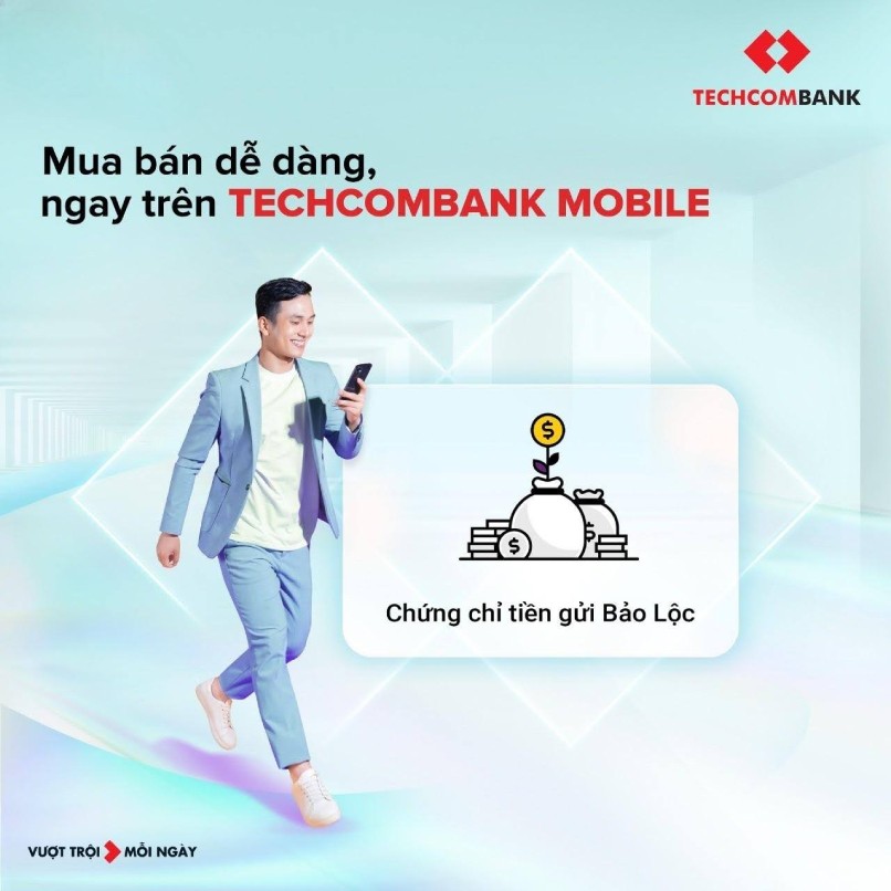 Chứng chỉ tiền gửi Bảo Lộc được phát hành bởi Techcombank được chuyển nhượng linh hoạt ngay trên ứng dụng Ngân hàng điện tửTechcombank Mobile.