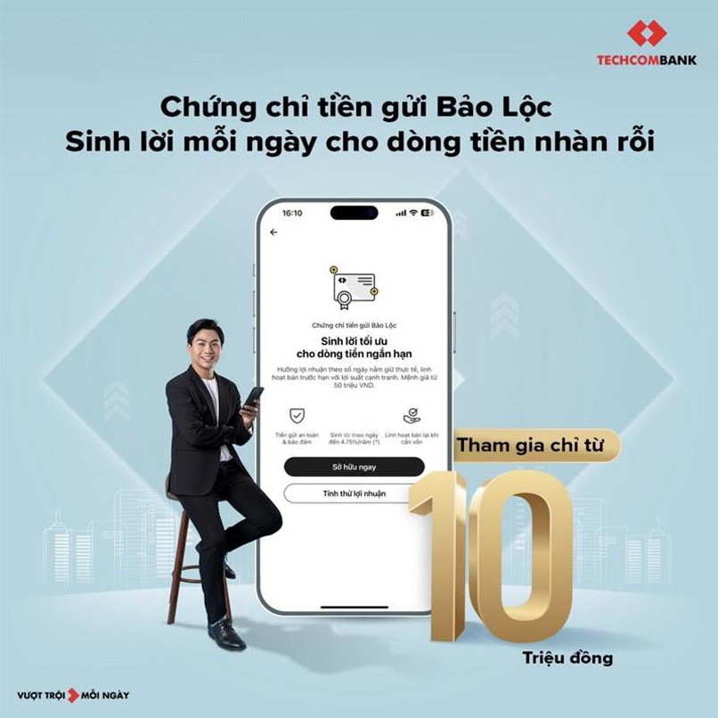 Khách hàng có thể tham gia đầu tư Chứng chỉ tiền gửi Bảo Lộc với mệnh giá nhỏ, chỉ từ 10 triệu đồng.