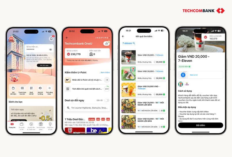 Cách lấy ưu đãi cửa hàng tiện lợi ngay trên Techcombank Mobile. 

