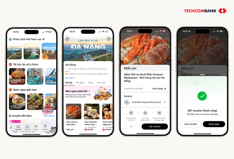 Các bước đổi voucher trên Techcombank OneU.