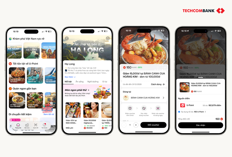Các bước đổi voucher đặc sản Hạ Long trên Techcombank OneU.
