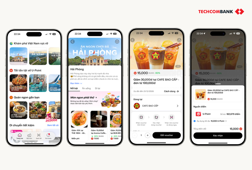 Các bước đổi voucher trên Techcombank OneU.