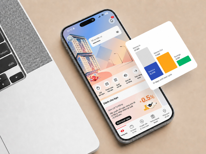 Quản lý tài khoản trên Techcombank Mobile