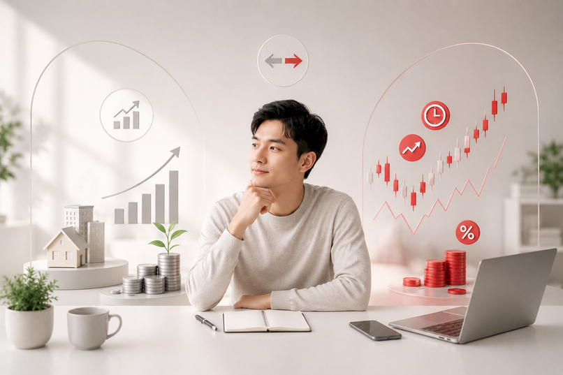 Sự khác biệt giữa tư duy đầu tư dài hạn và giao dịch ngắn hạn mang tính đầu cơ.
