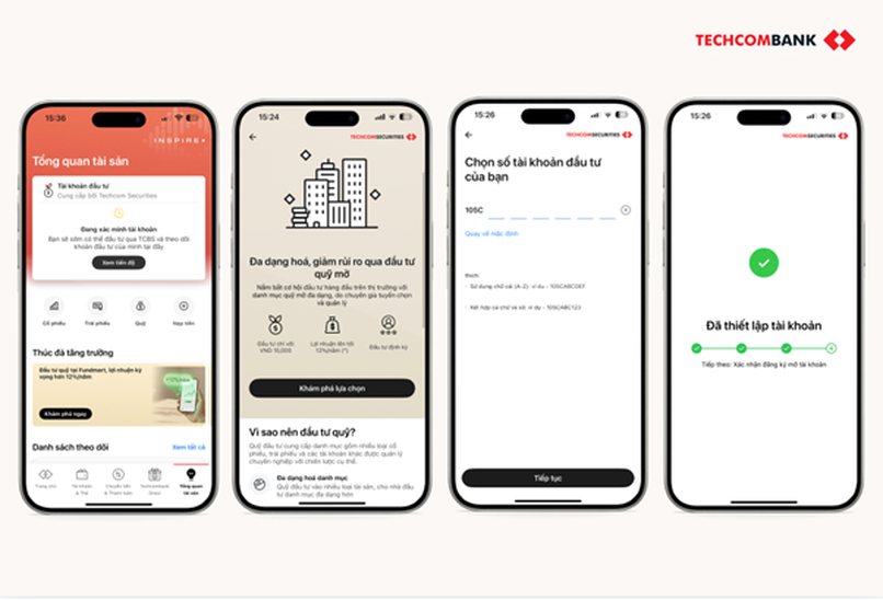 Hướng dẫn mở tài khoản đầu tư chứng chỉ quỹ đơn giản trên ngân hàng số Techcombank.