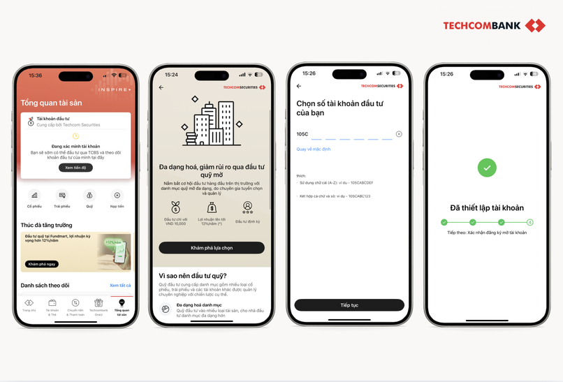 Hướng dẫn mở tài khoản đầu tư chứng chỉ quỹ đơn giản trên ngân hàng số Techcombank.