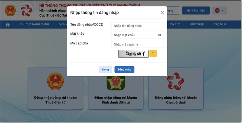 Chọn đối tượng phù hợp và nhập thông tin đăng nhập. 

