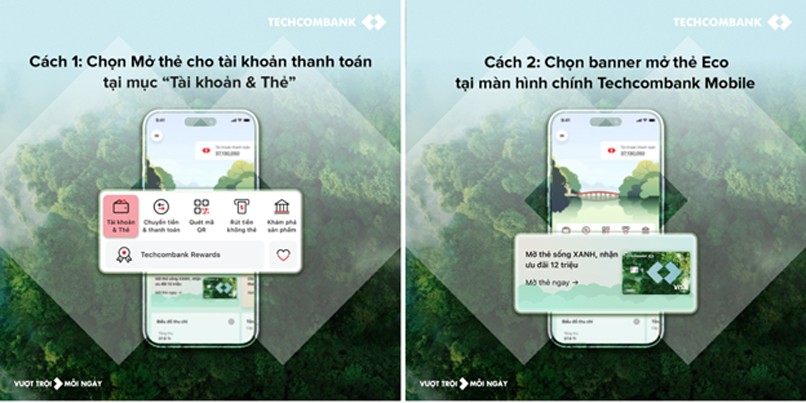 2 cách mở thẻ thanh toán Techcombank Visa Eco trên Techcombank Mobile