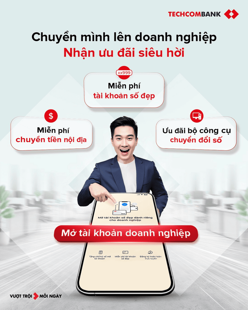 Techcombank đồng hành cùng hộ kinh doanh chuyển đổi sang doanh nghiệp.