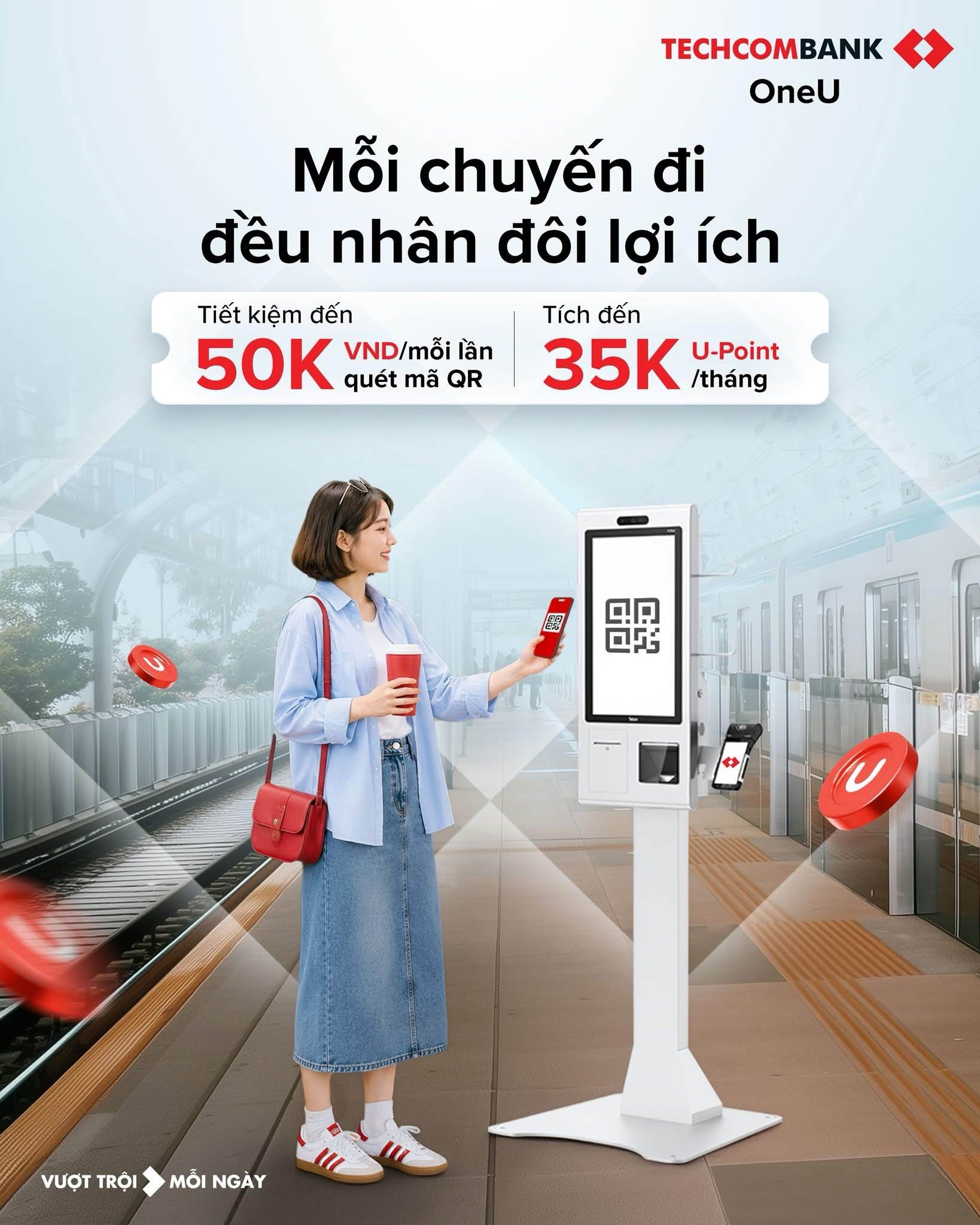 Di chuyển Metro nhân đôi ưu đãi cùng Techcombank OneU