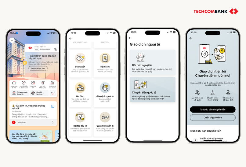 Truy cập tính năng Chuyển tiền quốc tế