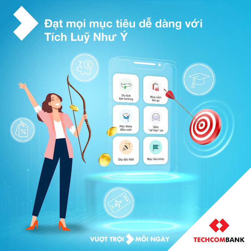 Tích lũy Như Ý là giải pháp tiết kiệm thông minh linh hoạt tối ưu, đồng hành cùng khách hàng trên con đường chạm tay tới mục tiêu tiết kiệm.