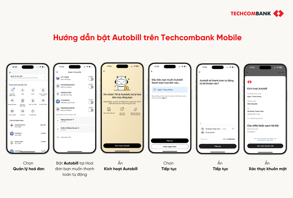 Hướng dẫn bật tính năng Autobill trên Techcombank Mobile
