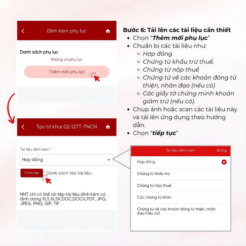 Tiếp tục hoàn thiện tờ khai.