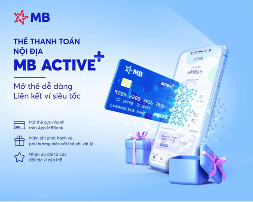 Dòng thẻ thanh toán MB Active Plus được học sinh, sinh viên ưu chuộng sử dụng.